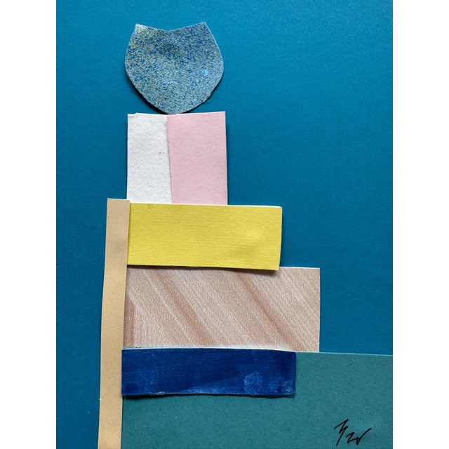 Blue "Pop Music 3" Original Mixed-Media Collage on Paper by Zac Woodiel For Sale - Image 8 of 9