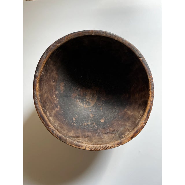 Vintage African Wooden Milk Bowl No1 For Sale - Image 4 of 7