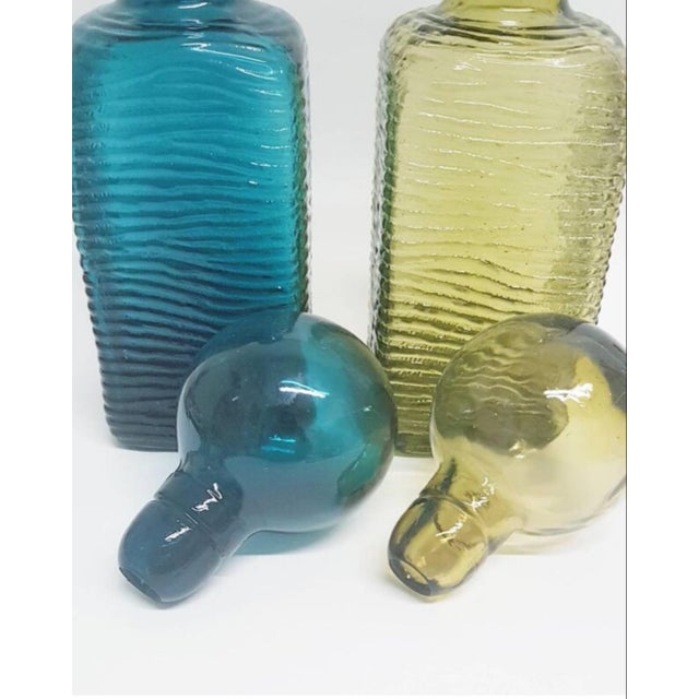 Glass Mid-Century Carafes with Spherical Stoppers, Set of 2 For Sale - Image 7 of 13