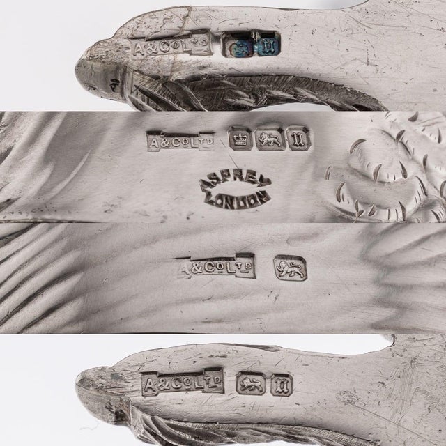 Antique Cockatoo Silver and Porcelain Claret Jug from Asprey & Co, 1912 For Sale - Image 3 of 18