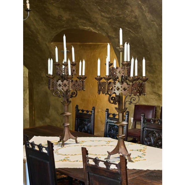 2000 - 2009 Neo-Gothic Bronze Candlesticks, Set of 2 For Sale - Image 5 of 14