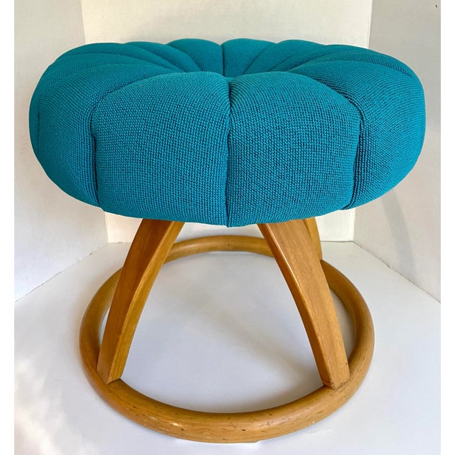 Mid 20th Century Mid 20th Century Heywood-Wakefield Mid-Century Modern Flower Swivel Ottoman Footstool For Sale - Image 5 of 11