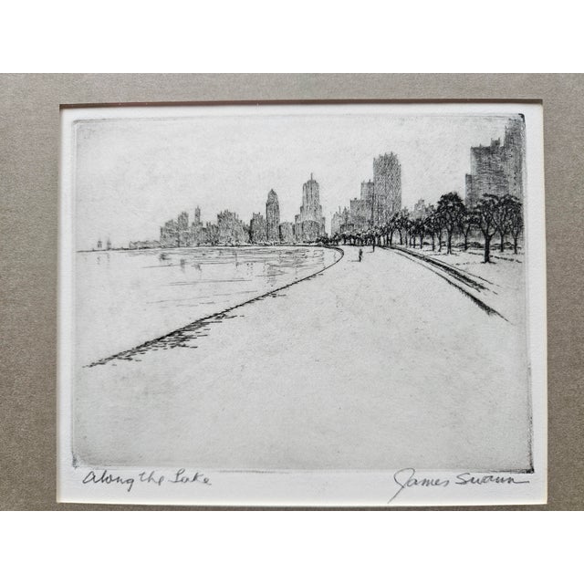 Realism James Swann Etching "Along the Lake" Chicago Area Lakefront For Sale - Image 3 of 10