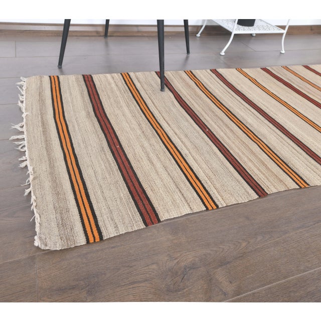 1970s Vintage Turkish Runner Handwoven Wool Flatweave Kilim Rug For Sale - Image 4 of 8