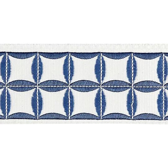 Sample, Scalamandre Fiori Embroidered Tape, Delft For Sale