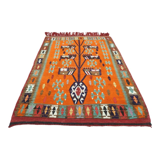 Vintage Turkish Afion Kilim Rug For Sale