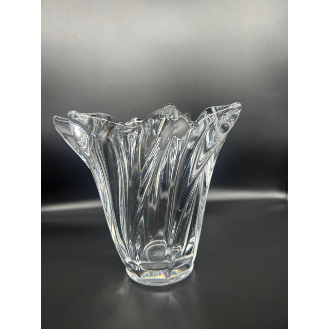 Mid-Century Modern Vintage Crystal Vase, 1970s For Sale - Image 3 of 9