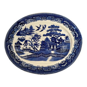 Antique, English, Blue Willow Pattern, Platter Late 1800s