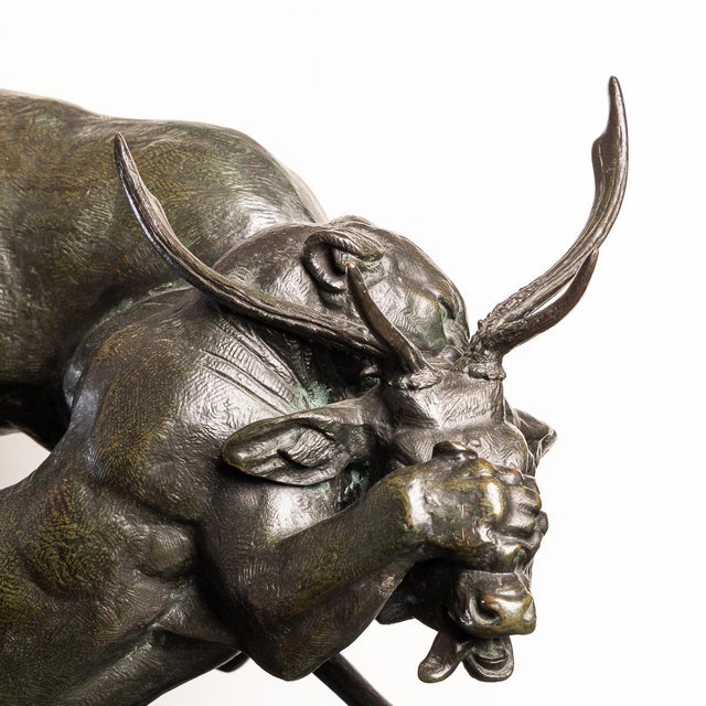 Antoine-Louis Barye, Panther & Stag Hunting Scene, 1800, Bronze For Sale - Image 10 of 18
