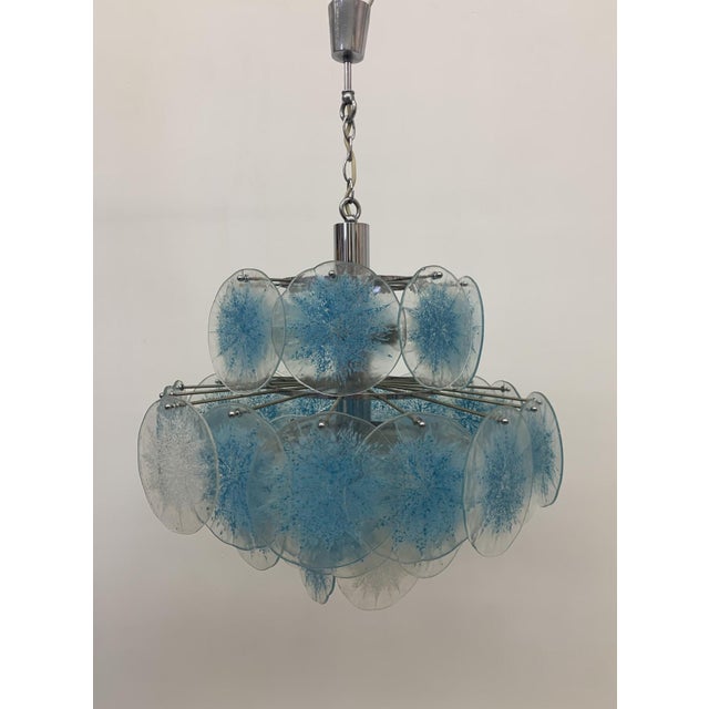 Dimensions: 80 H , 50cm Diameter Material: Glass, metal Color: blue , white , silver Condition: Good Period: 1970s...