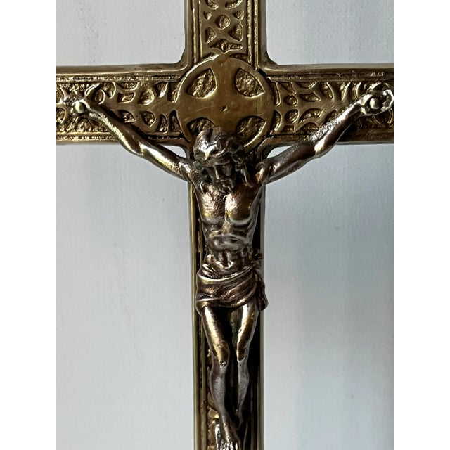 Figurative Standing Brass Crucifix, Also Known as an Altar Cross For Sale - Image 3 of 18