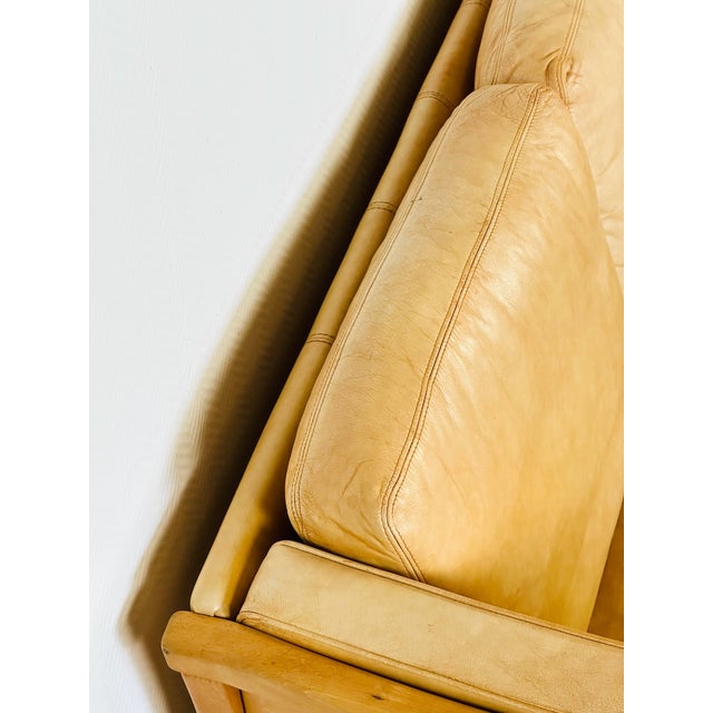 Vintage Scandinavian Sofa in Beige Leather and Wood from Stouby, 1960s For Sale - Image 16 of 18