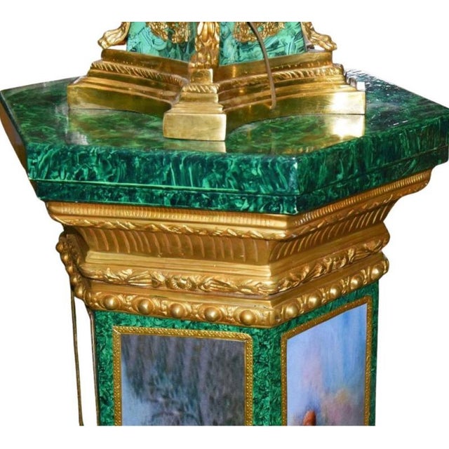French Louis XVI Faux Malachite Pedestal Stands, Set of 2 For Sale - Image 5 of 8