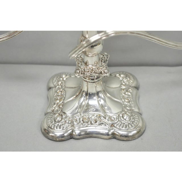 Early 20th Century Antique e.g. Webster Victorian Silver Plated Scrolling 3 Arm Candelabra - A Pair For Sale - Image 5 of 14