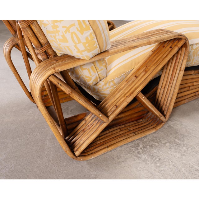 Paul T. Frankl Rattan Six-Strand Square Pretzel Chaise Longue For Sale - Image 10 of 18