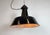 Industrial Black Enamel Factory Lamp with Cast Iron Top, 1950s For Sale - Image 12 of 18
