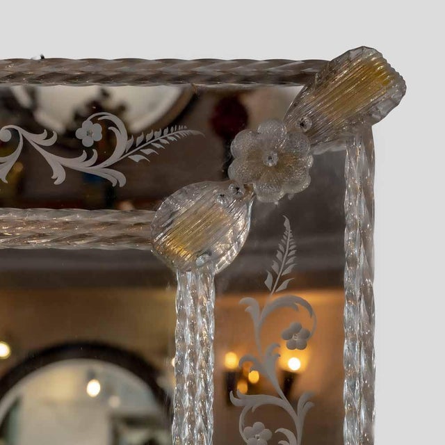 Wood Vintage Venetian Clear and Gilt Glass Mirror, 1960s For Sale - Image 7 of 8