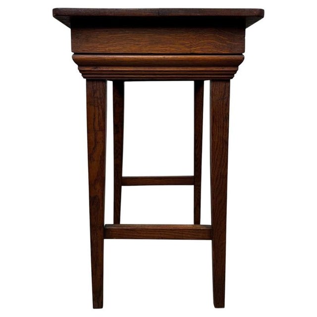 Wood Antique Early 20th Century English Edwardian Oak Side Table For Sale - Image 7 of 10