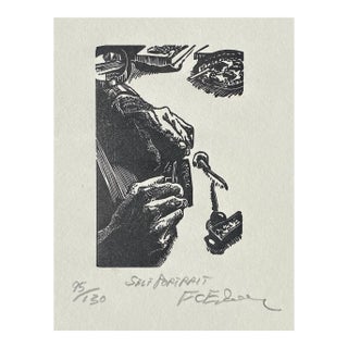 Fritz Eichenberg Self Portrait of Hands Woodcut For Sale
