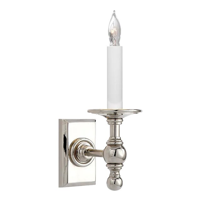 Chapman & Myers for Visual Comfort Signature Single Library Classic Sconce in Polished Nickel For Sale