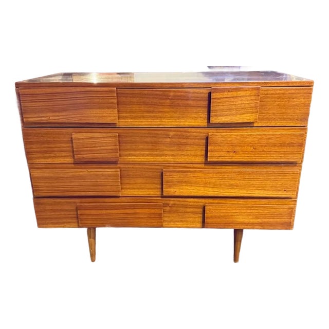 Modern Italian Gio Ponti Manner Walnut Chest For Sale