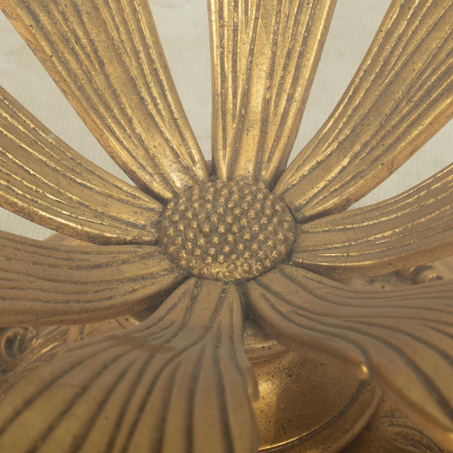 1970s Hollywood Regency Gilded Metal Flower Petal Coffee Table Mid Century For Sale - Image 10 of 12