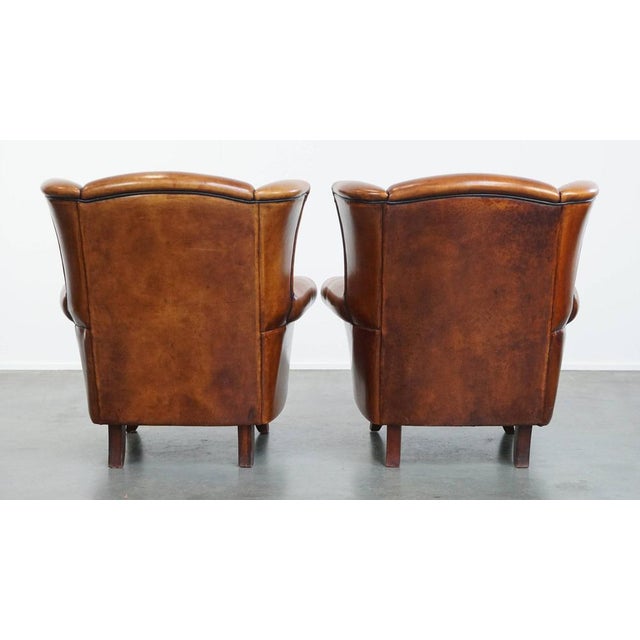 Sheepskin Wing Chairs with Black Piping, Set of 2 For Sale - Image 3 of 17