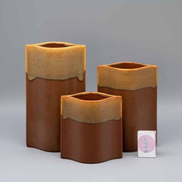 Brown Studio Line Pillowcase Vase Trio by Karl & Ursula Scheid for Rosenthal, Germany, 1980s, Set of 3 For Sale - Image 8 of 11