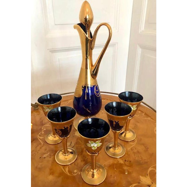 Venetian Murano Tre-Fuochi Sparkling Wine Set, 1950s, Set of 6 For Sale - Image 10 of 10