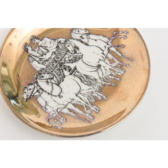 Vintage PIero Fornasetti Gilded Porcelain Chariot Coasters Barware Italy 1950's For Sale In Miami - Image 6 of 11