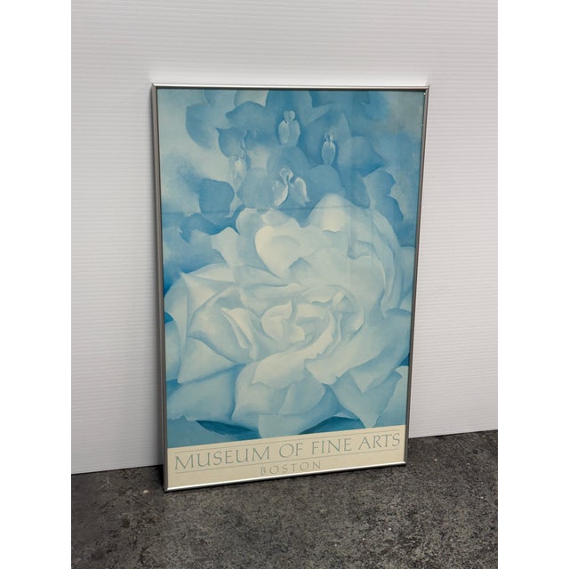 Contemporary Georgia O'Keeffe "White Rose With Larkspur No. 2" Poster, Framed For Sale - Image 3 of 12