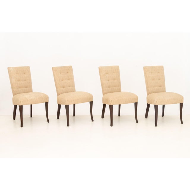 Beige Set of Eight John Boone Tufted Beige Fabric Upholstered Dining Chairs For Sale - Image 8 of 17