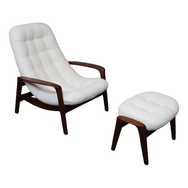 Set of Vintage Teak Scoop Chair with Ottoman by R.Huber & Co, 1960s For Sale