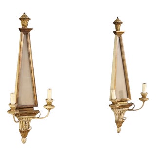 Italian Louis XVI Style Wall Lamps, 1950, Set of 2 For Sale