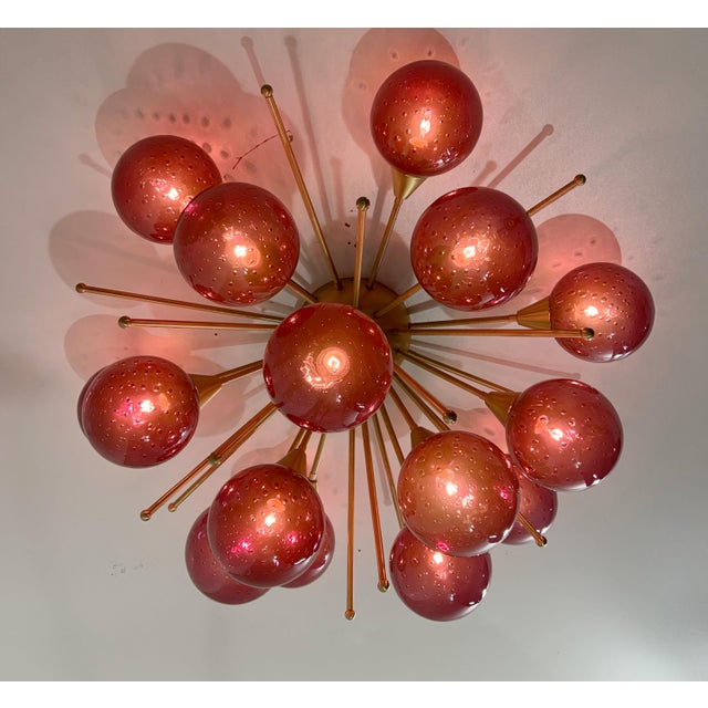 21st Century Mezzo Satin Brass Amethyst Bubbles Murano Flush Mount by Fabio LTD For Sale - Image 9 of 10