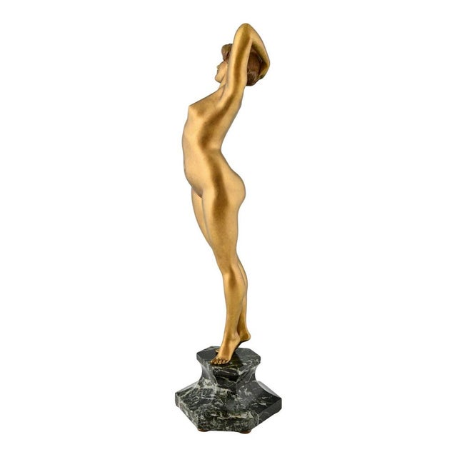 1920s Paul Philippe, Art Deco Awakening Sculpture, 1920, Bronze on Marble Base For Sale - Image 5 of 12
