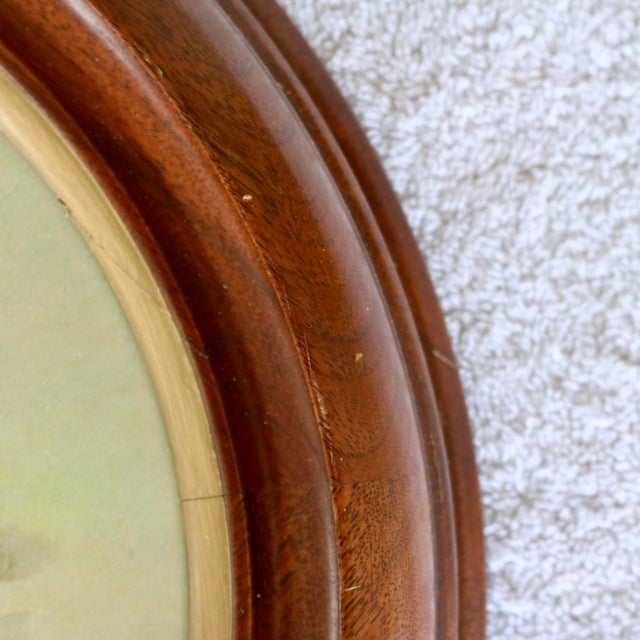 Red Vintage 1940s After Maurice Décamps Floral Still Life Lithograph in Round Wood Frame For Sale - Image 8 of 10
