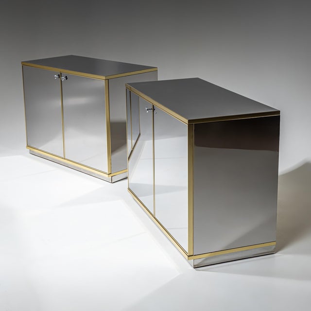 Metal Pair of Hollywood Regency Sideboards, Italy, 1970s For Sale - Image 7 of 10