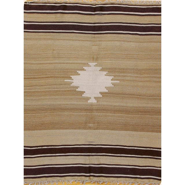 Brown Vintage Turkish Flat Weave Kilim Rug 4'2 X 5'4 For Sale - Image 8 of 8