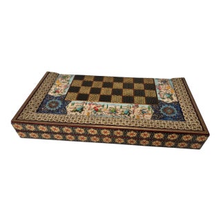 Persian Khatamkari Backgammon and Chess Box For Sale