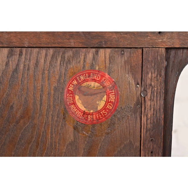 Stickley Brothers Style Antique Mission Oak Arts & Crafts Bookcase Cabinet With Stained Glass, Circa 1900 For Sale - Image 12 of 13