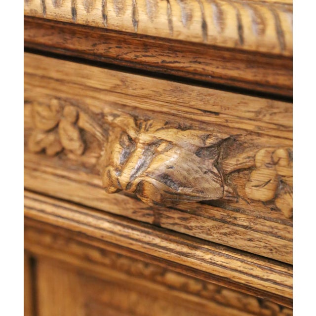 19th Century French Henri II Bleached Oak Buffet With Carved Harvest Motifs For Sale - Image 14 of 17