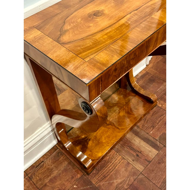 Antique Biedermeier Burl Walnut Console Table With Drawer, Early 19th Century For Sale - Image 10 of 12