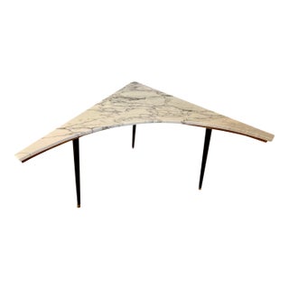 Mid-Century Modern Marble Corner Table With Tripod Legs, Italy For Sale