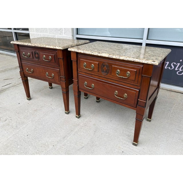 Harden Furniture Late 20th Century Pair of Harden Nightstands With Granite Tops For Sale - Image 4 of 12