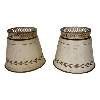 Vintage Mid Century Tole Lamp Shades - A Pair For Sale