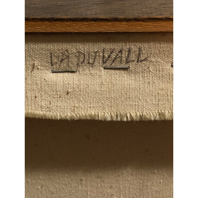 Textile 1960s Oil Painting Blue Mood For Sale - Image 7 of 7