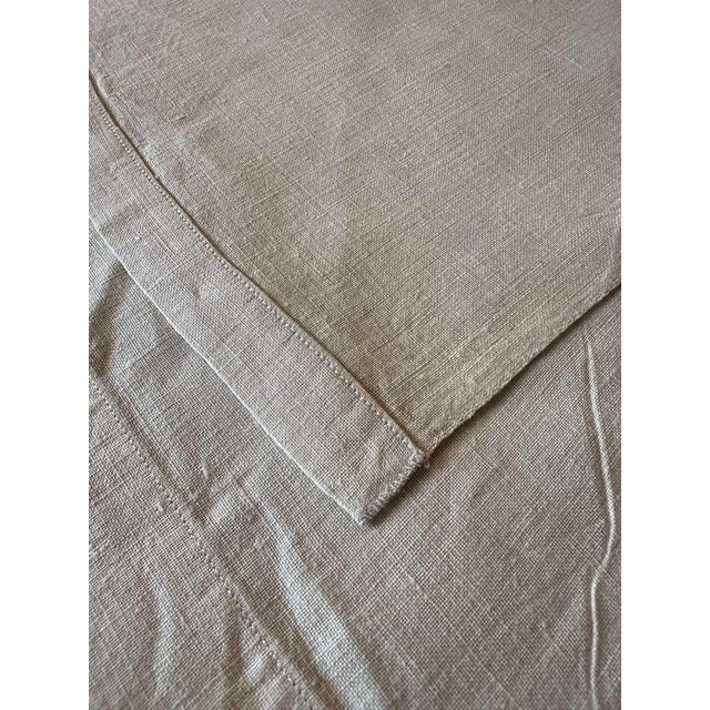 Antique French Linen Sheet Ls Monogram Thick Oat Linen Trousseau Sheet Rustic Flax Bed Linen Circa 1920 For Sale - Image 4 of 10