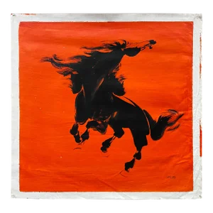 Oil Paint Canvas Art Black Artistic Racing Horse Wall Decor Painting