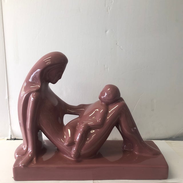 Ceramic 1980s Haeger Mauve Mother and Child Sculpture For Sale - Image 7 of 7